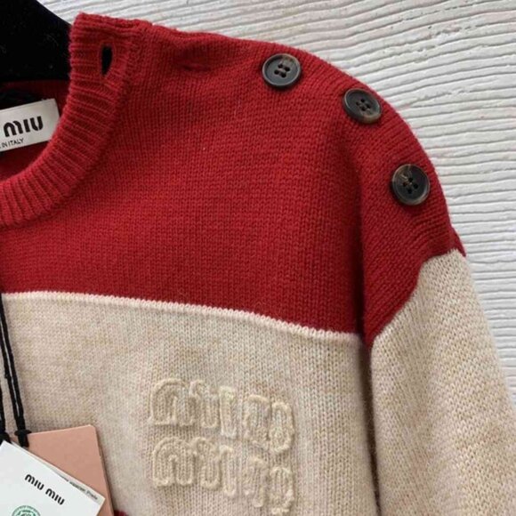 Miu Miu Red and Cream Striped Sweater - Picture 7 of 8